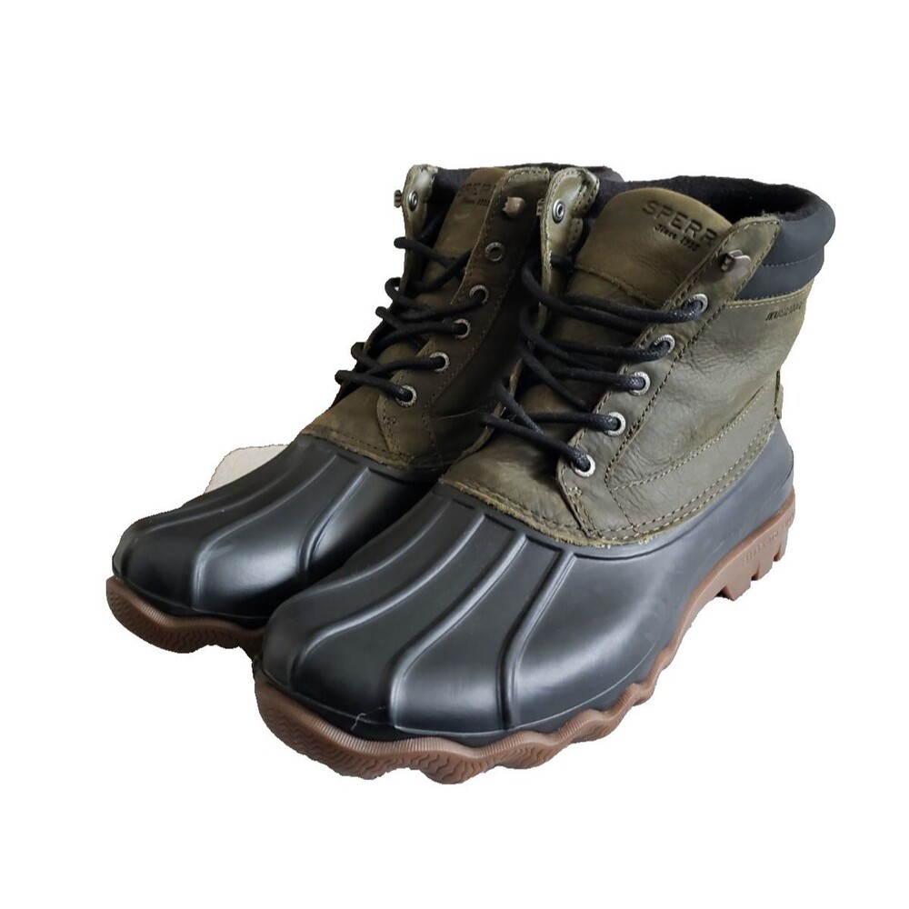 Sperry Top-Sider Brewster Waterproof Duck Boots STS15804 Olive & Black Mens Sz 9
